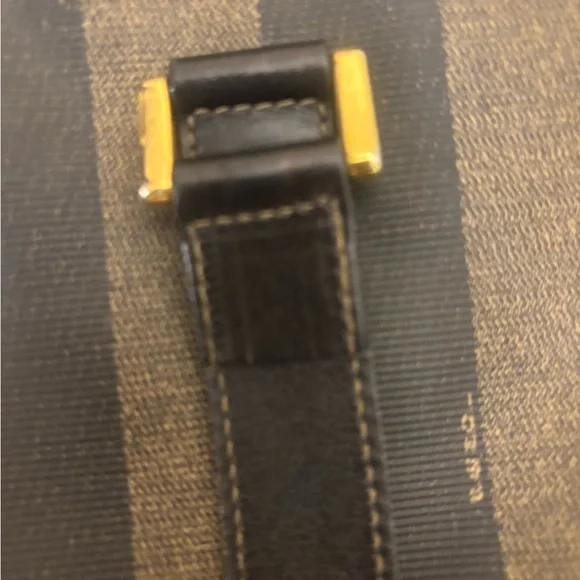 Fendi Brown and Tan Striped Tote. Vintage 80s - Picture 3 of 7